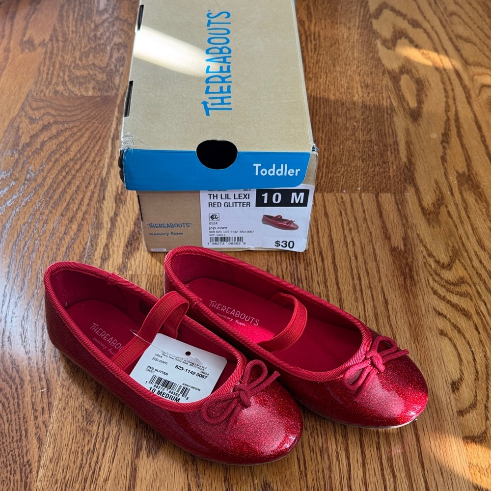 Red glitter toddler ballet flats